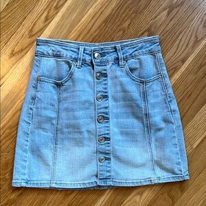 Denim Button-Front Skirt